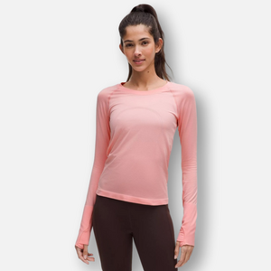 NWT Lululemon Swiftly Tech Long Sleeve Crew Size 16 Heathered Bleached Coral Run